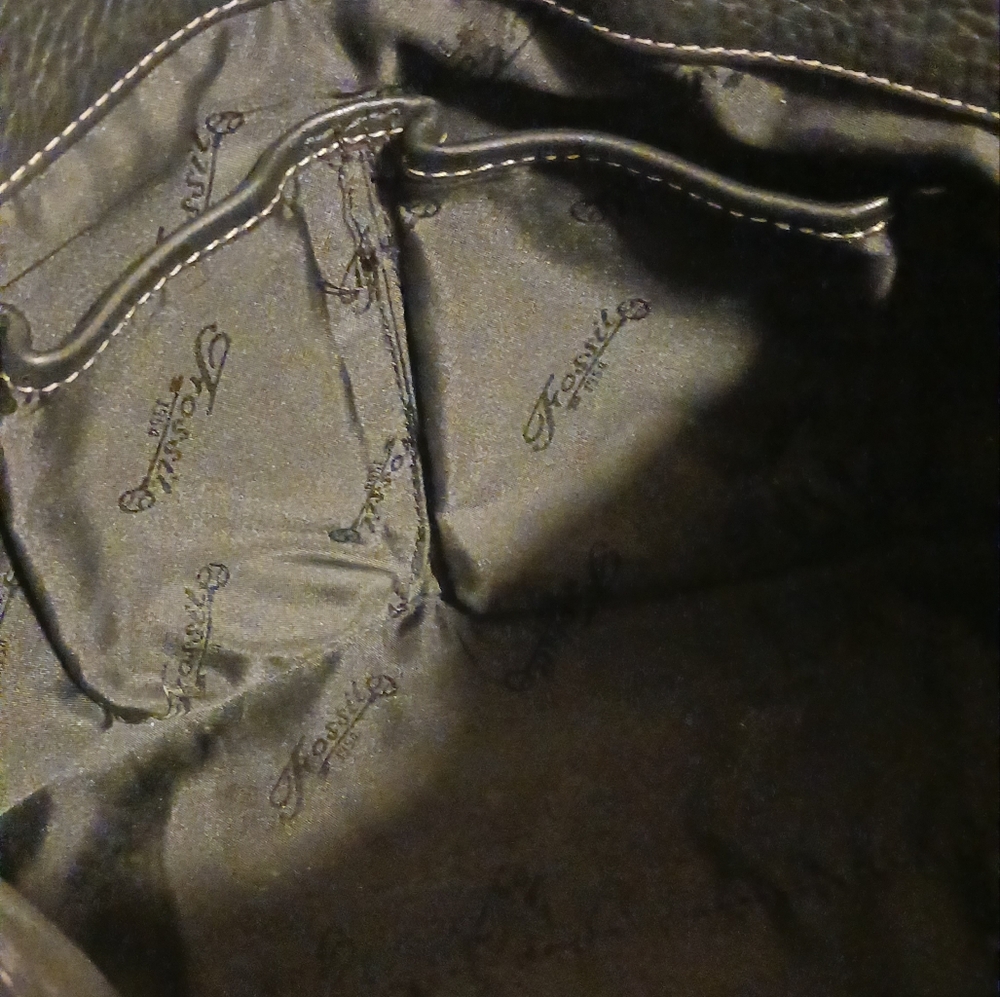 Fossil Vintage Black Pebbled Leather Shoulder Bag 75082 Key Charm Snap Closure - Picture 11 of 12